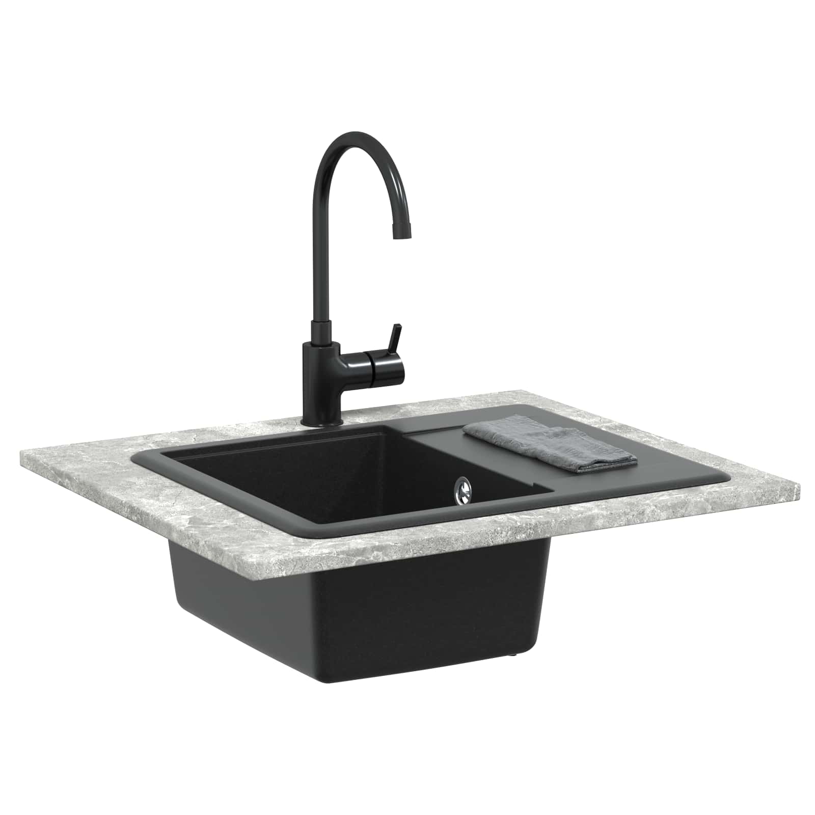 Lavello Nero 560 x 460 mm 80% Quarzo e 20% Resina | homemem39