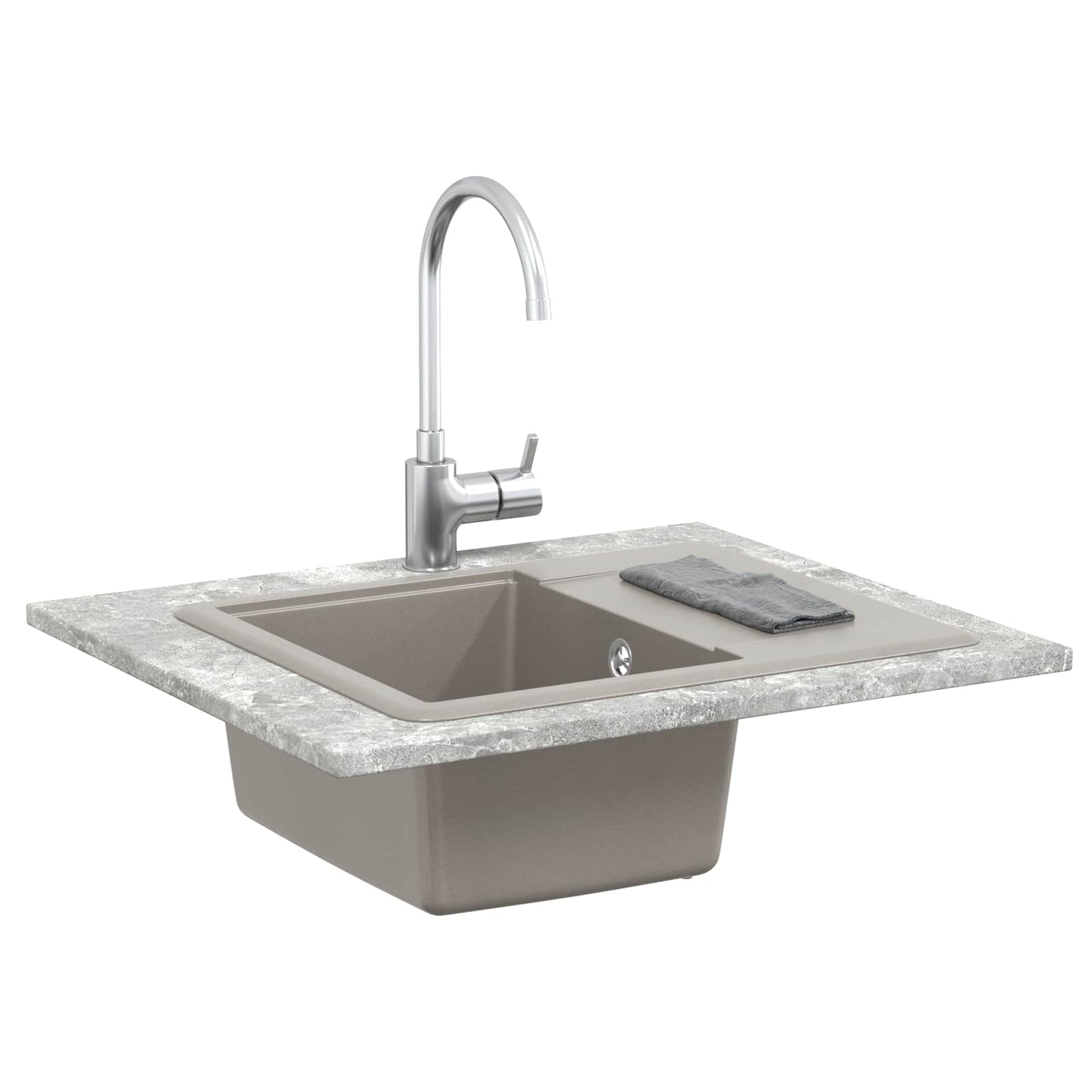 Lavello Grigio 560 x 460 mm 80% Quarzo e 20% Resina | homemem39