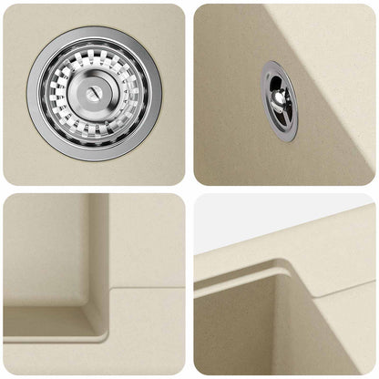 Lavello Beige 560 x 460 mm 80% Quarzo e 20% Resina | homemem39