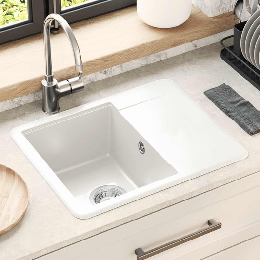 Lavello Bianco 560 x 460 mm 80% Quarzo e 20% Resina