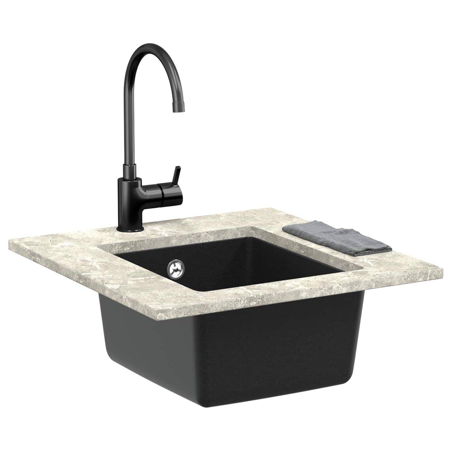 Lavello Nero 370 x 460 mm 80% Quarzo e 20% Resina