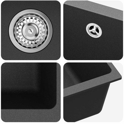 Lavello Nero 430 x 460 mm 80% Quarzo e 20% Resina | homemem39