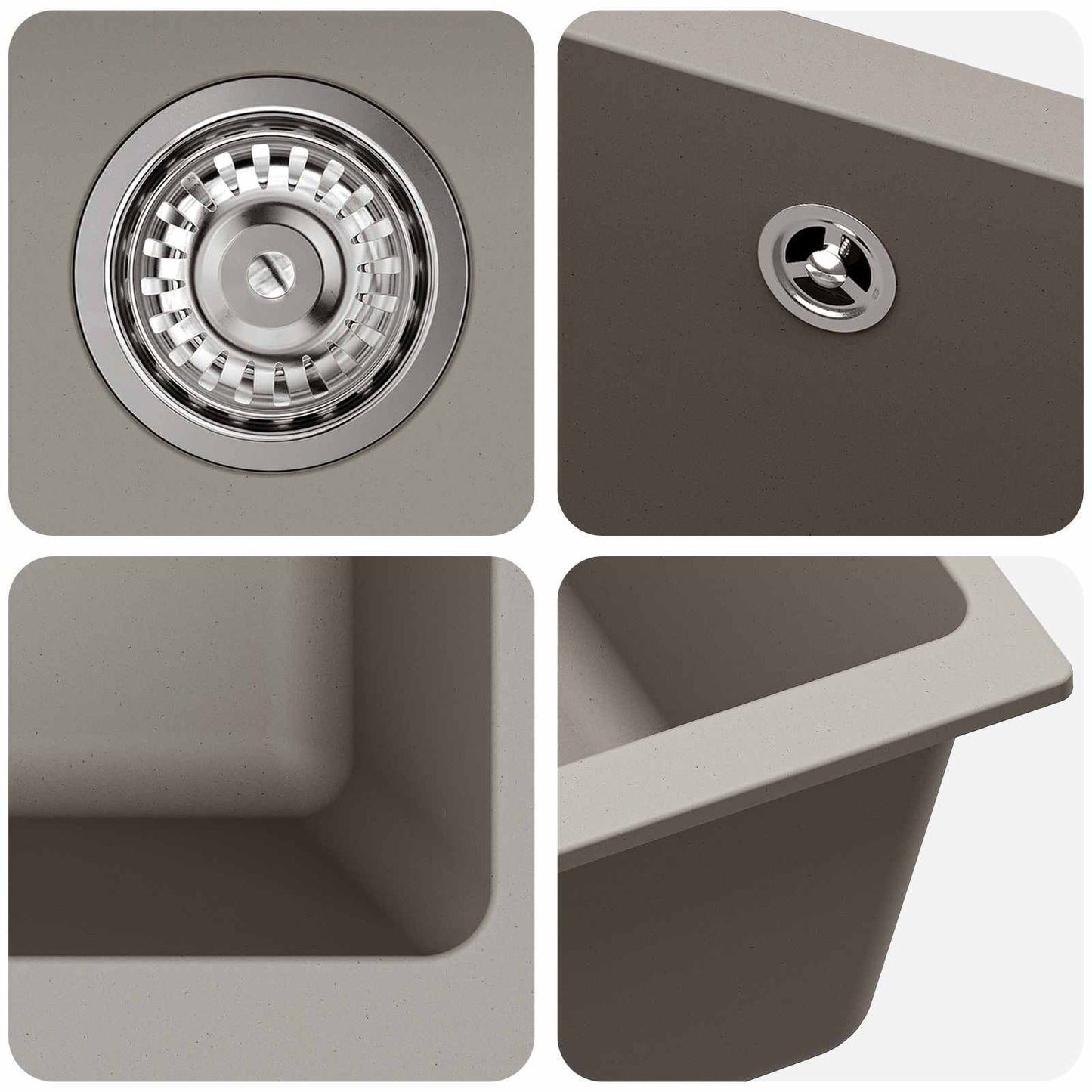 Lavello Grigio 430 x 460 mm 80% Quarzo e 20% Resina | homemem39