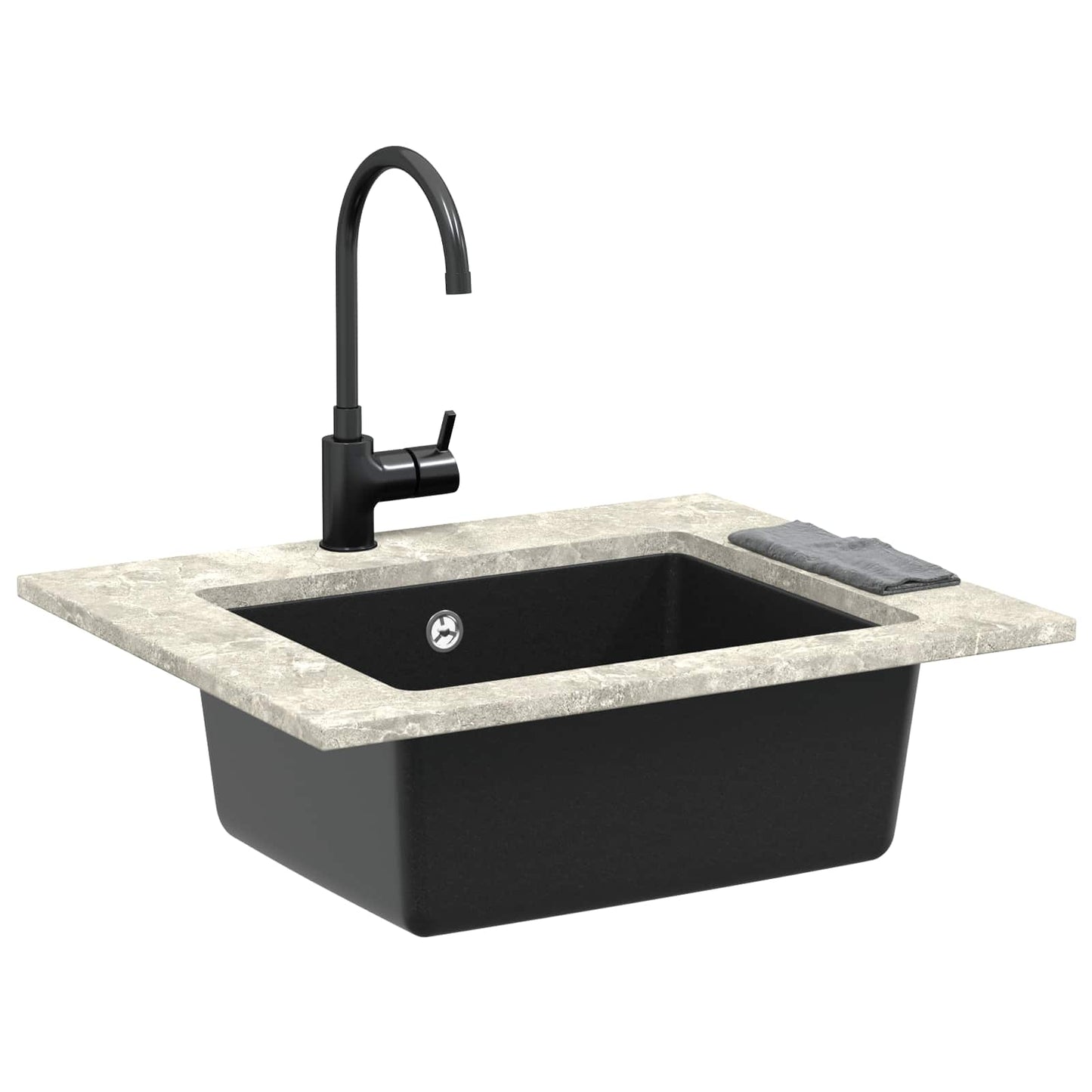 Lavello Nero 530 x 460 mm 80% Quarzo e 20% Resina | homemem39