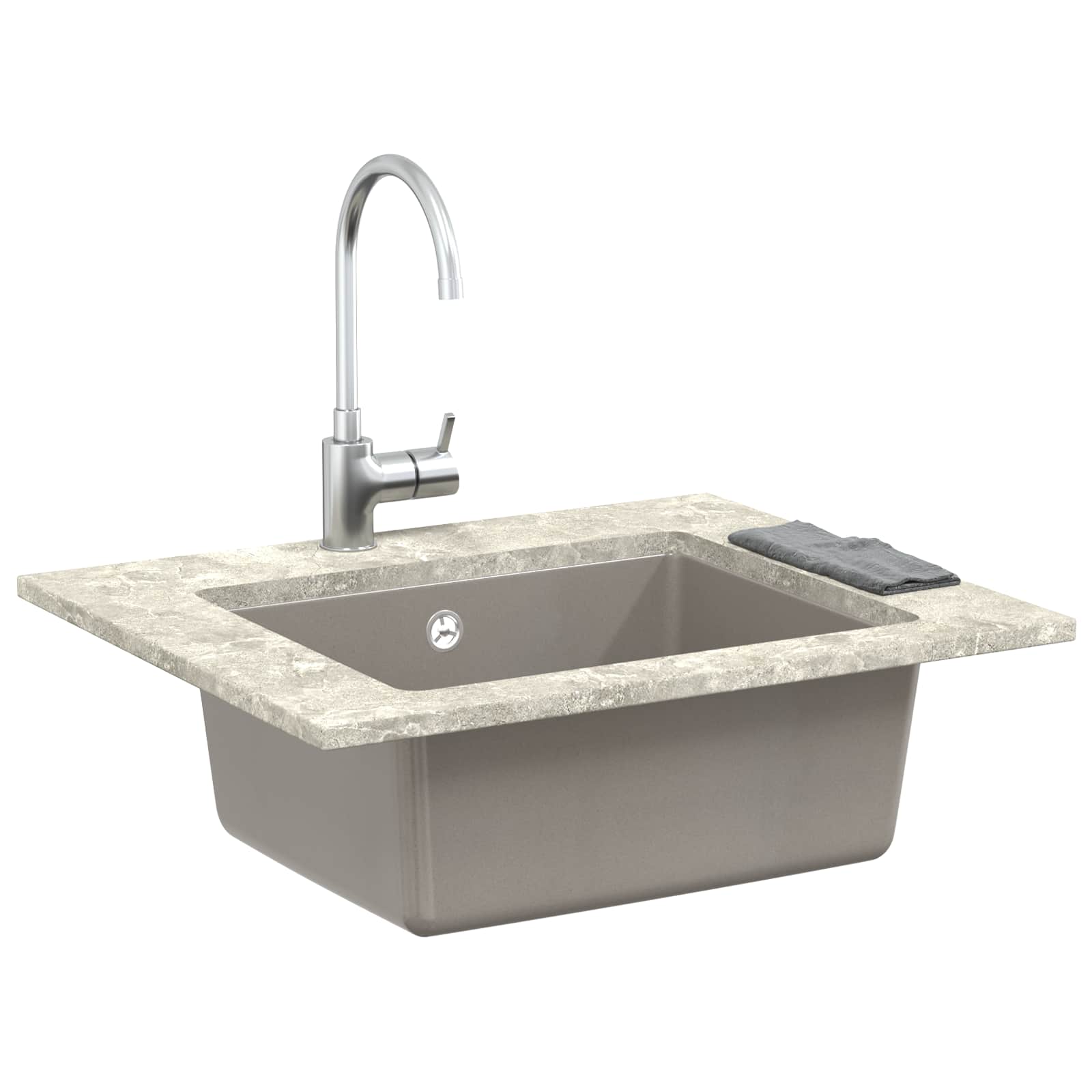 Lavello Grigio 530 x 460 mm 80% Quarzo e 20% Resina | homemem39