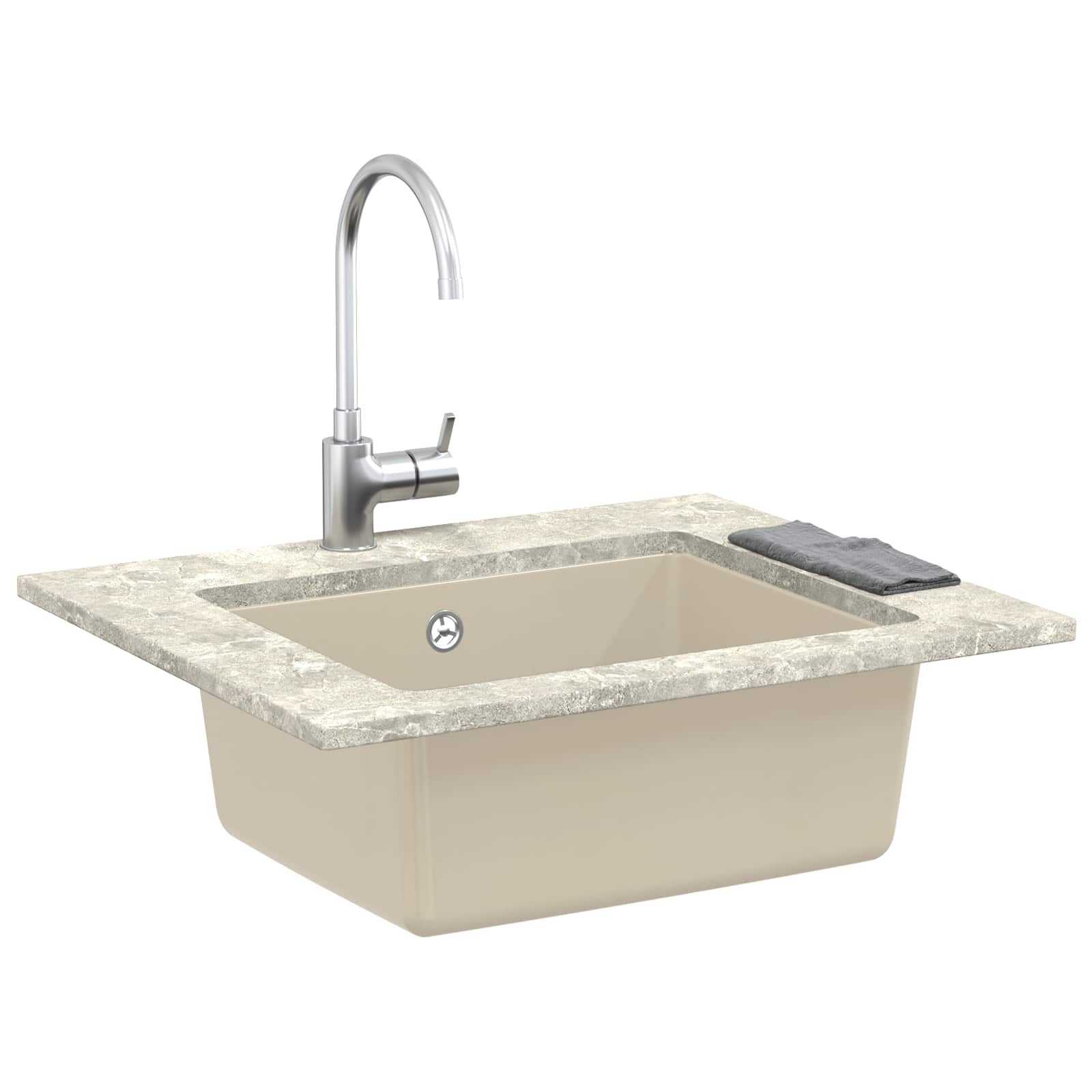 Lavello Beige 530 x 460 mm 80% Quarzo e 20% Resina | homemem39