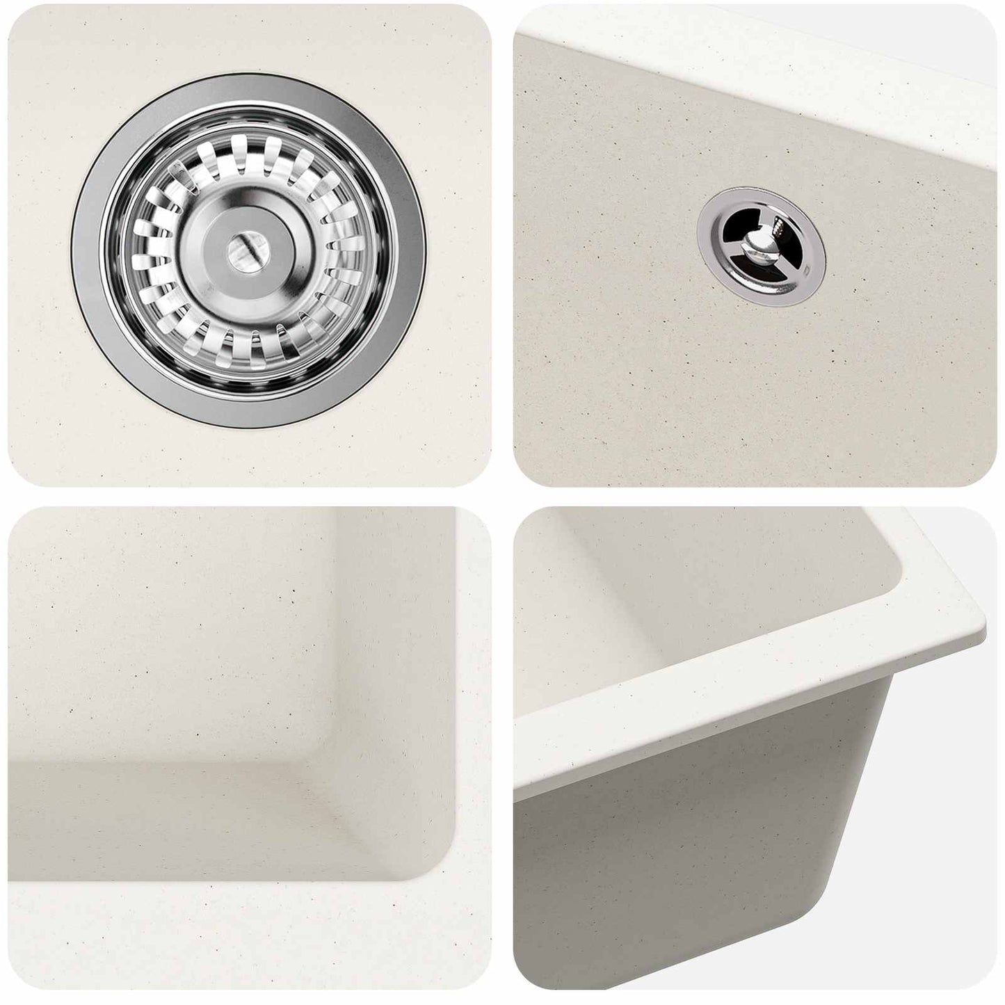 Lavello Bianco 530 x 460 mm 80% Quarzo e 20% Resina | homemem39