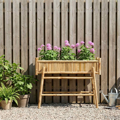 Vaso da Giardino con Supporto Naturale 100 x 38 x 74 cm Bambù