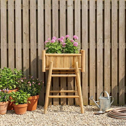 Vaso da Giardino con Supporto Naturale 50 x 38 x 74 cm Bambù | homemem39