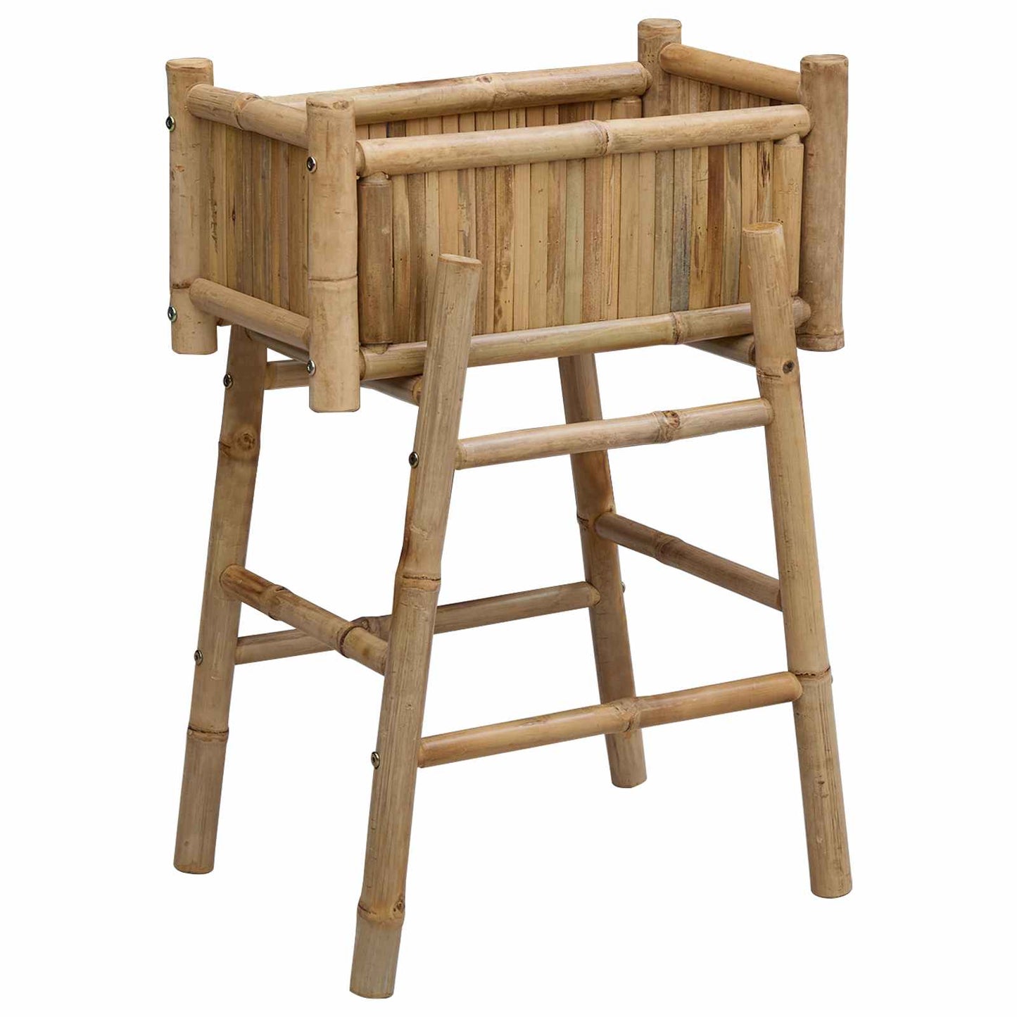 Vaso da Giardino con Supporto Naturale 50 x 38 x 74 cm Bambù | homemem39