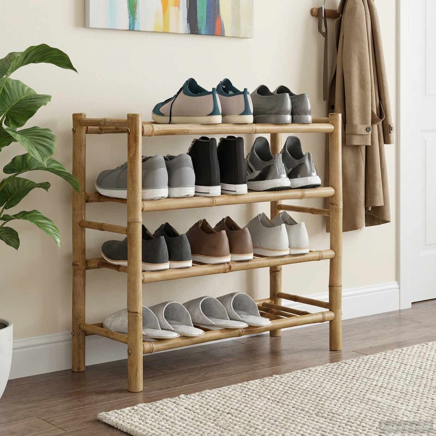 Scarpiera con lo scaffale Naturale 68 x 28 x 63 cm Bambù | homemem39
