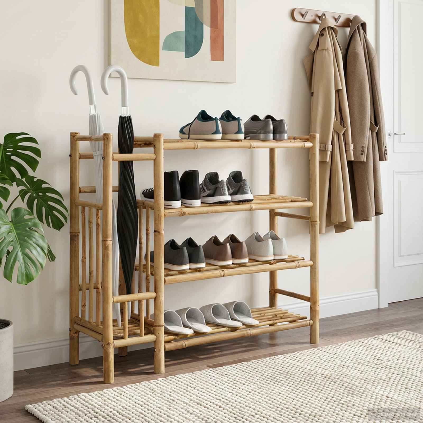 Scarpiera con lo scaffale Naturale 88 x 27 x 80 cm Bambù | homemem39