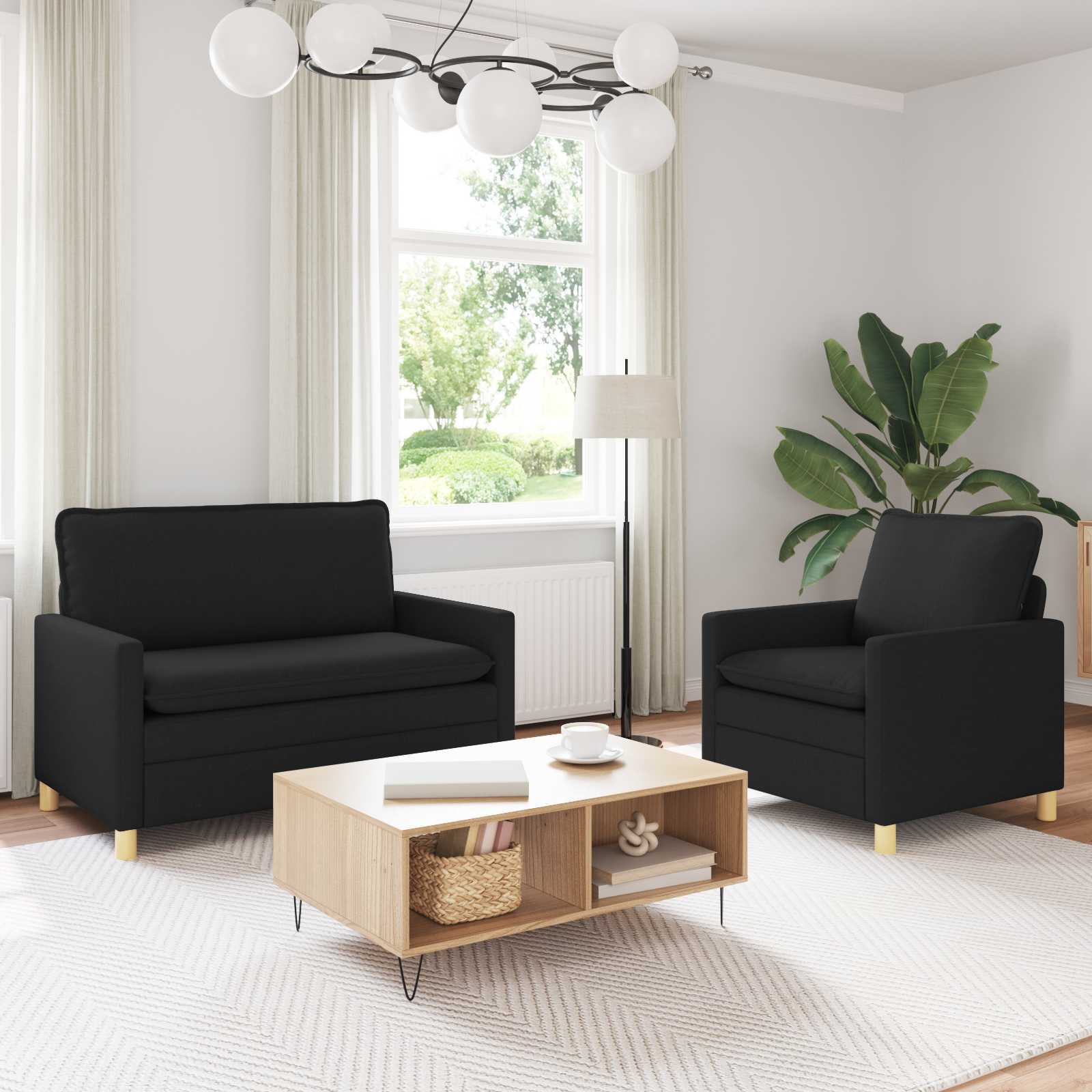 Set di divani 2 pz Nero Tessuto | homemem39