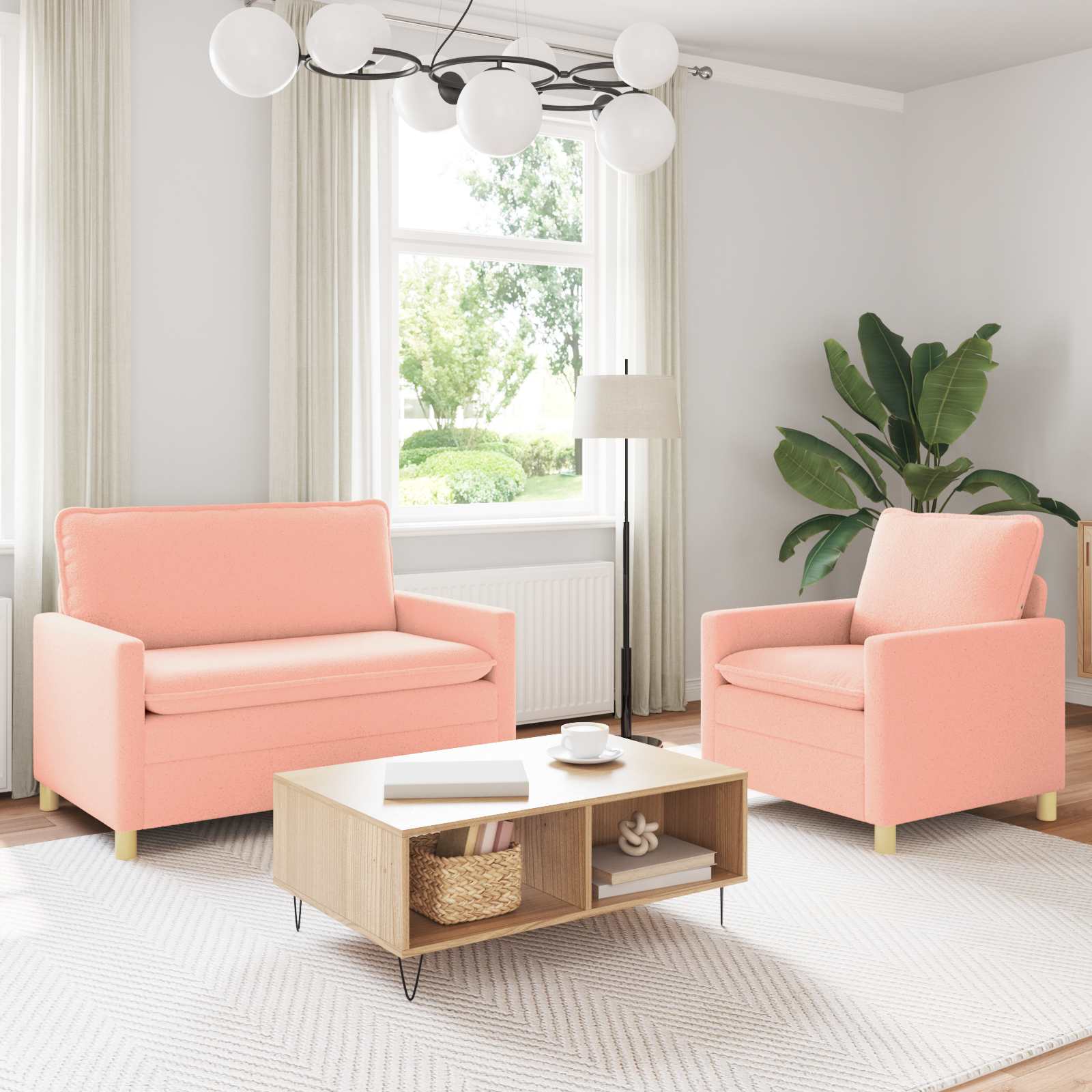 Set di divani 2 pz Rosa Tessuto | homemem39