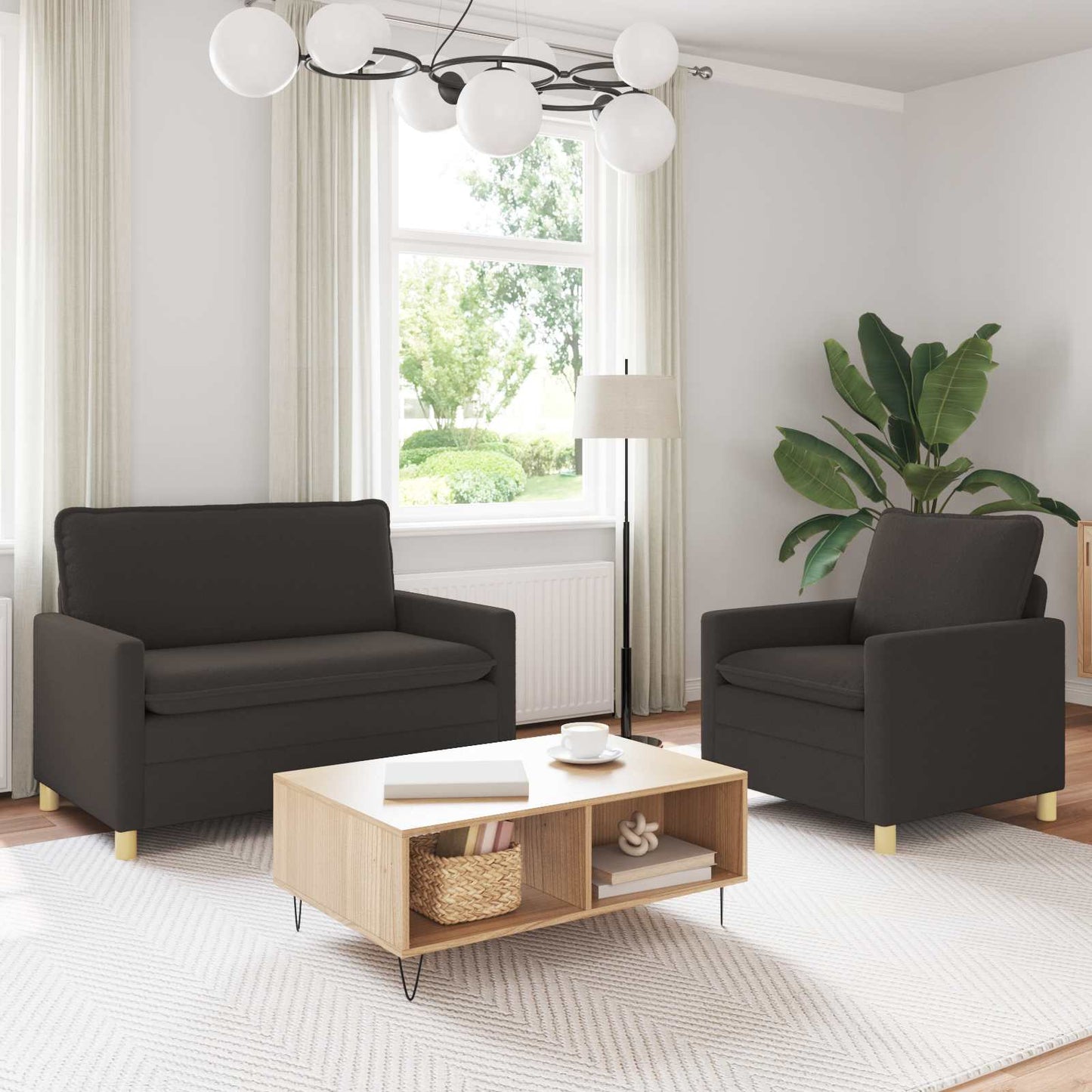 Set di divani 2 pz Grigio Scuro Tessuto | homemem39