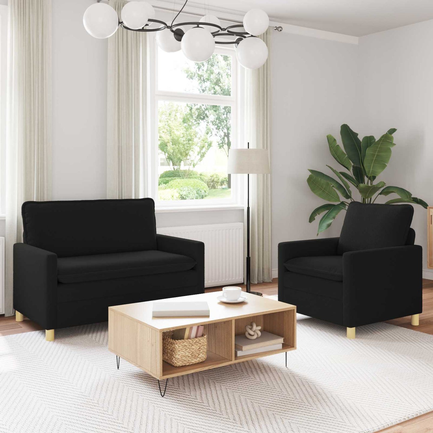 Set di divani 2 pz Nero Tessuto | homemem39