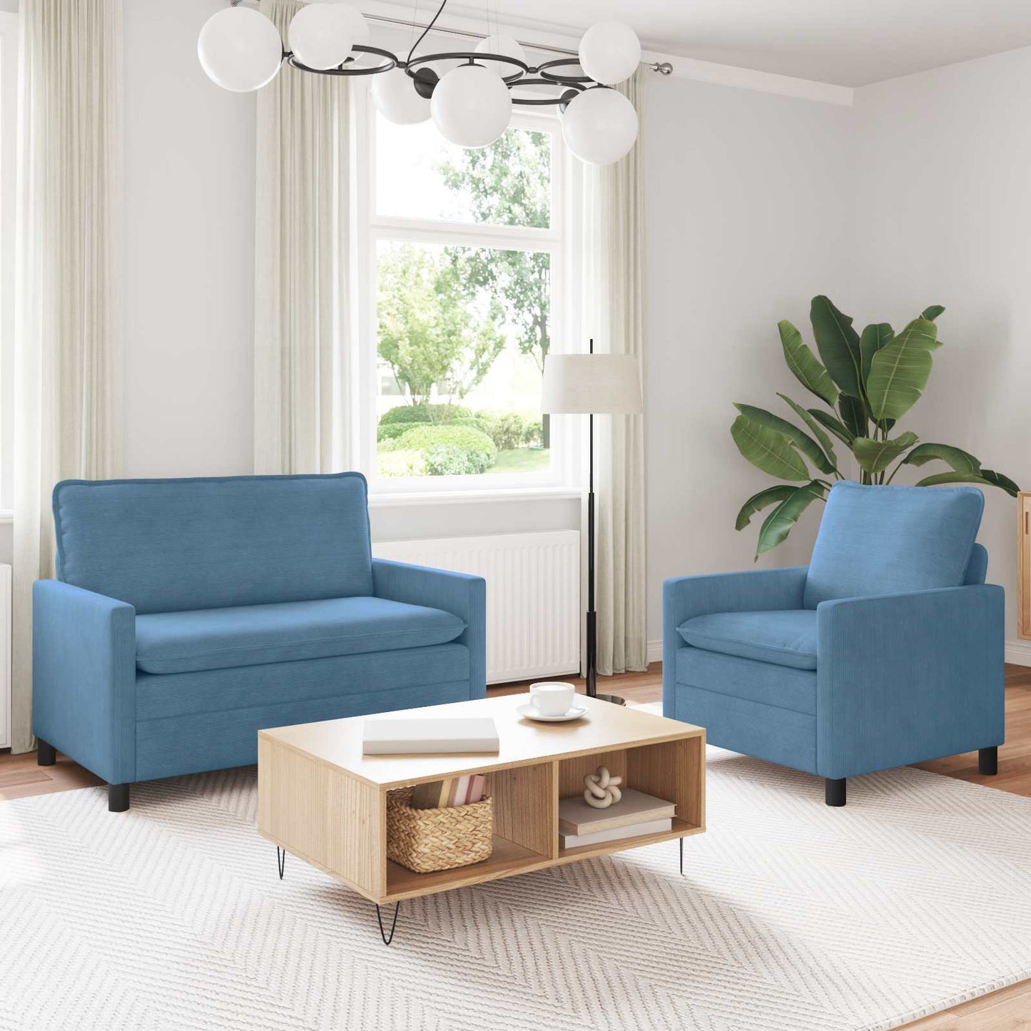 Set di divani 2 pcs Blu Tessuto | homemem39