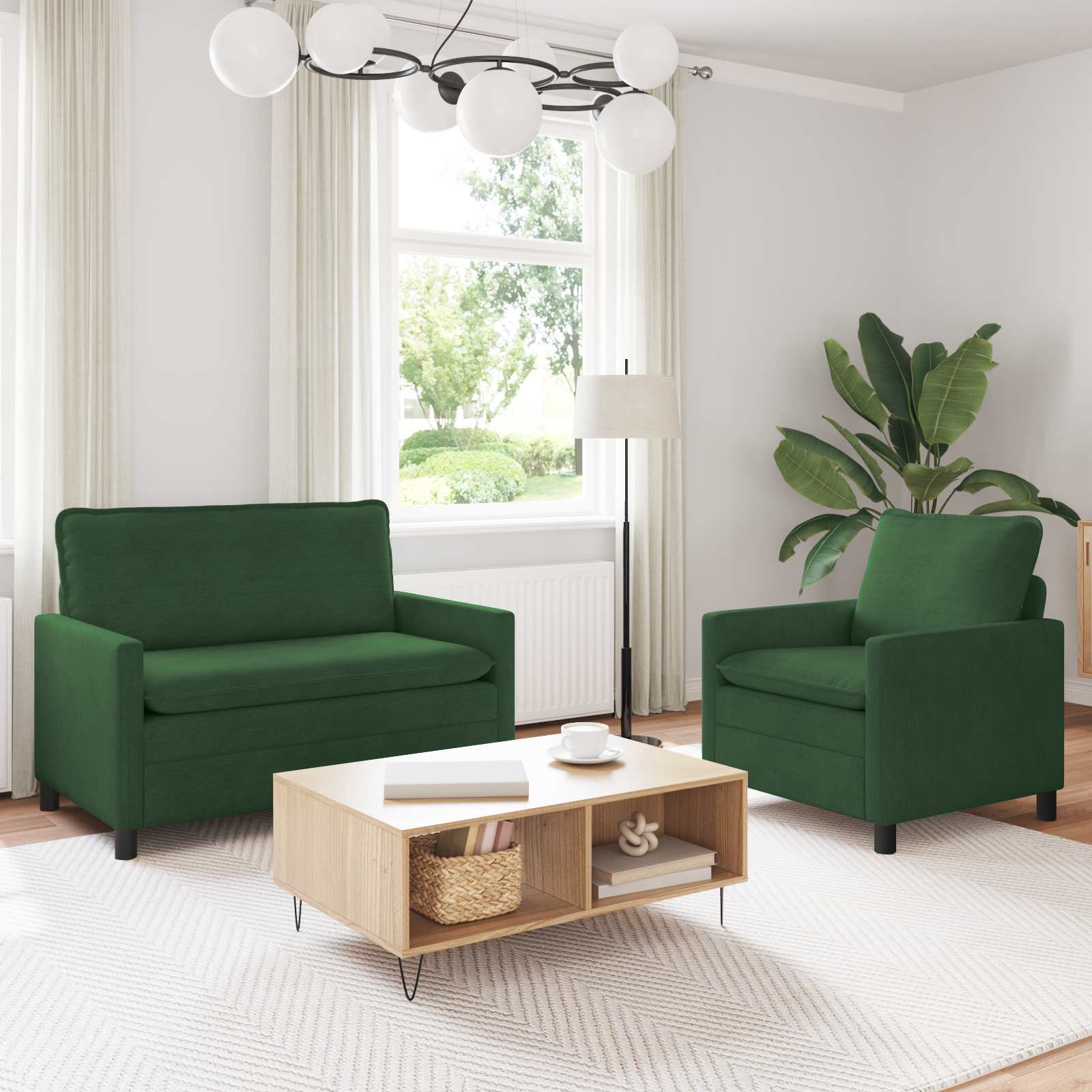 Set di divani 2 pcs Verde Giungla Tessuto | homemem39
