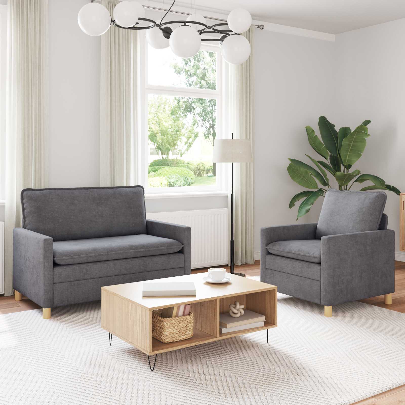 Set di divani 2 pcs Grigio Chiaro Poliestere | homemem39