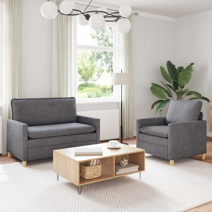 Set di divani 2 pcs Grigio Chiaro Poliestere