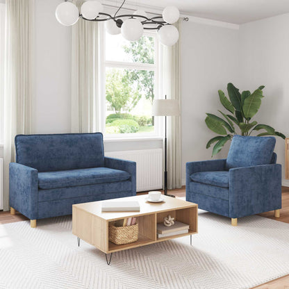 Set di divani 2 pcs Blu Poliestere | homemem39