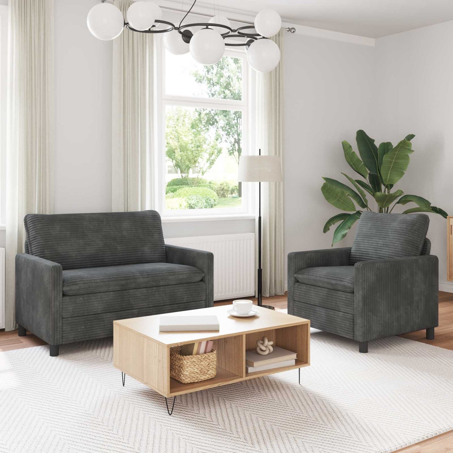 Set di divani 2 pcs Grigio Chiaro Poliestere | homemem39