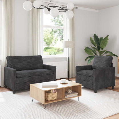 Set di divani 2 pcs Grigio Scuro Poliestere | homemem39