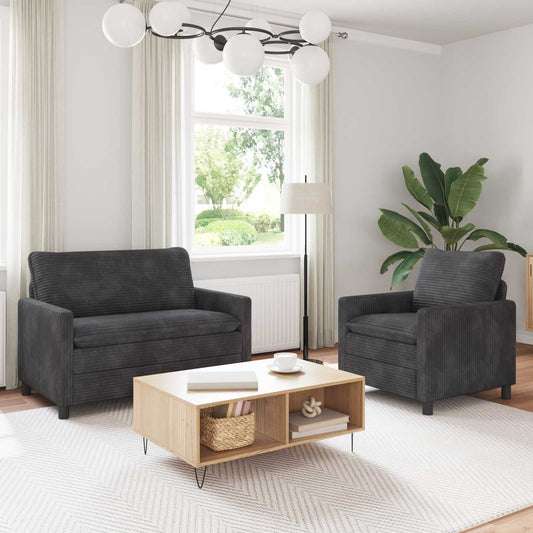 Set di divani 2 pcs Grigio Scuro Poliestere | homemem39