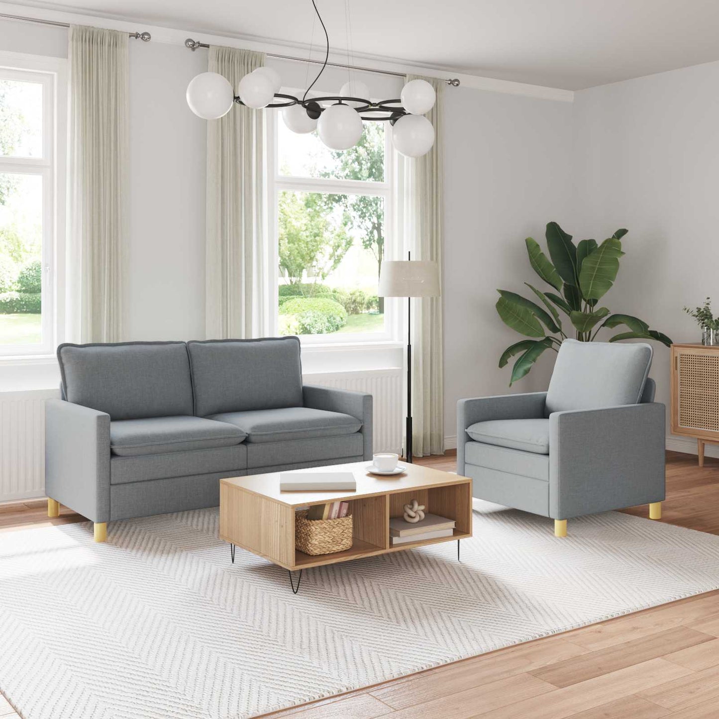 Set di divani 2 pz Grigio Chiaro Tessuto | homemem39