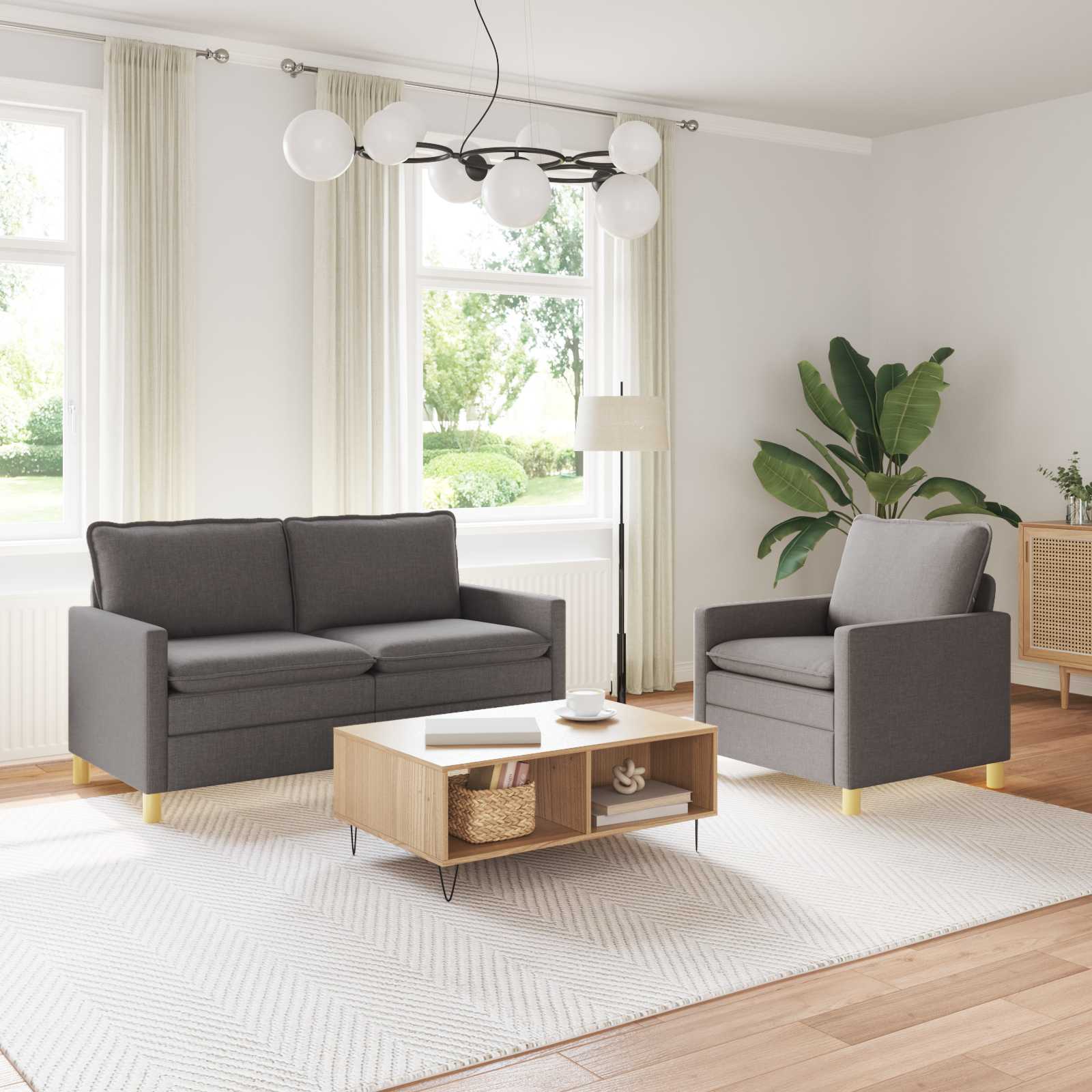 Set di divani 2 pz Grigio Scuro Tessuto | homemem39