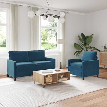 Set di divani 2 pcs Blu Velluto