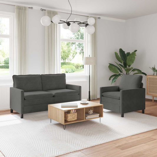 Set di divani 2 pcs Grigio Scuro Tessuto | homemem39