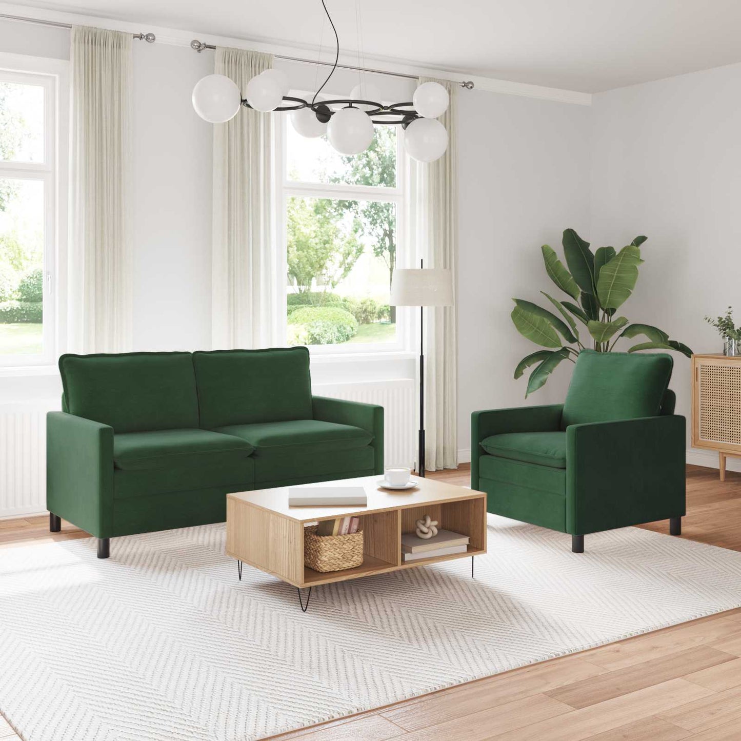 Set di divani 2 pcs Verde Giungla Tessuto