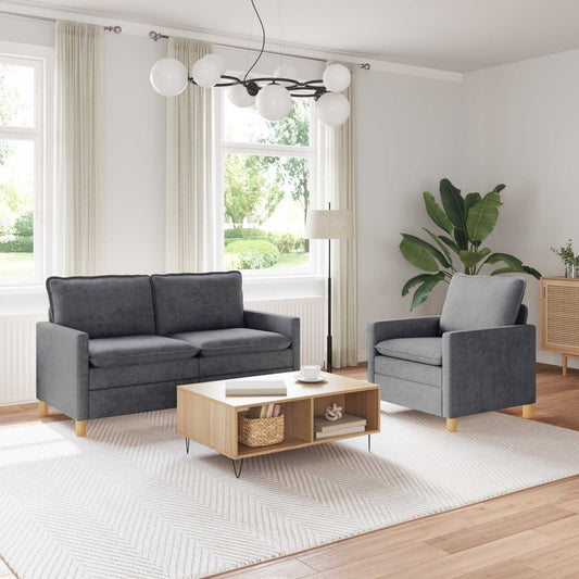 Set di divani 2 pcs Grigio Scuro Poliestere | homemem39