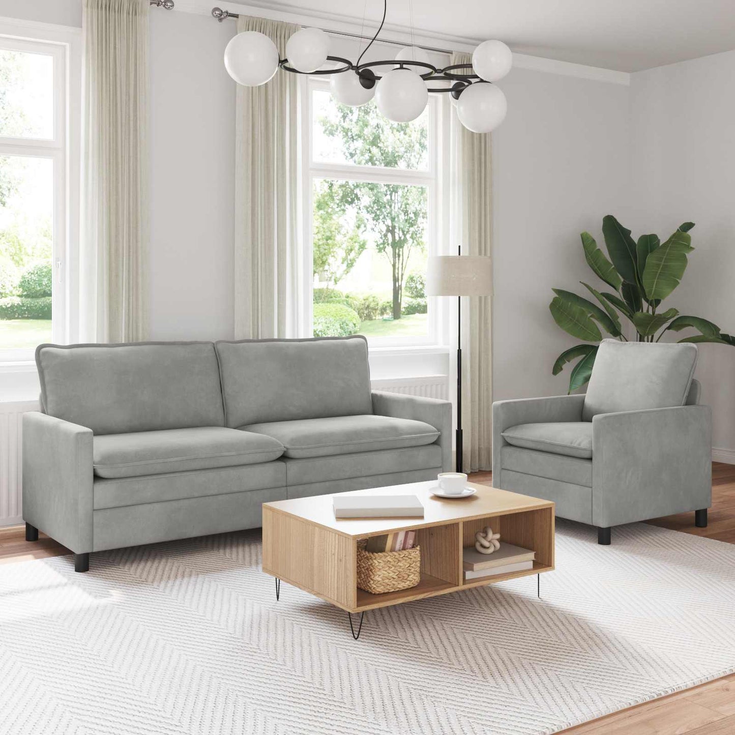 Set di divani 2 pcs Grigio Chiaro Velluto | homemem39
