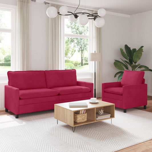 Set di divani 2 pcs Rosso Vino Velluto | homemem39