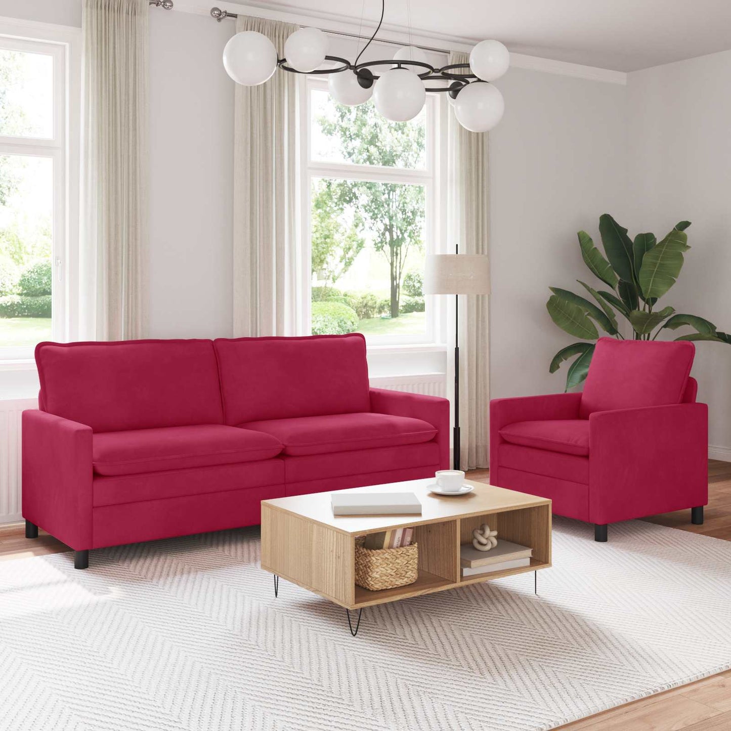Set di divani 2 pcs Rosso Vino Velluto