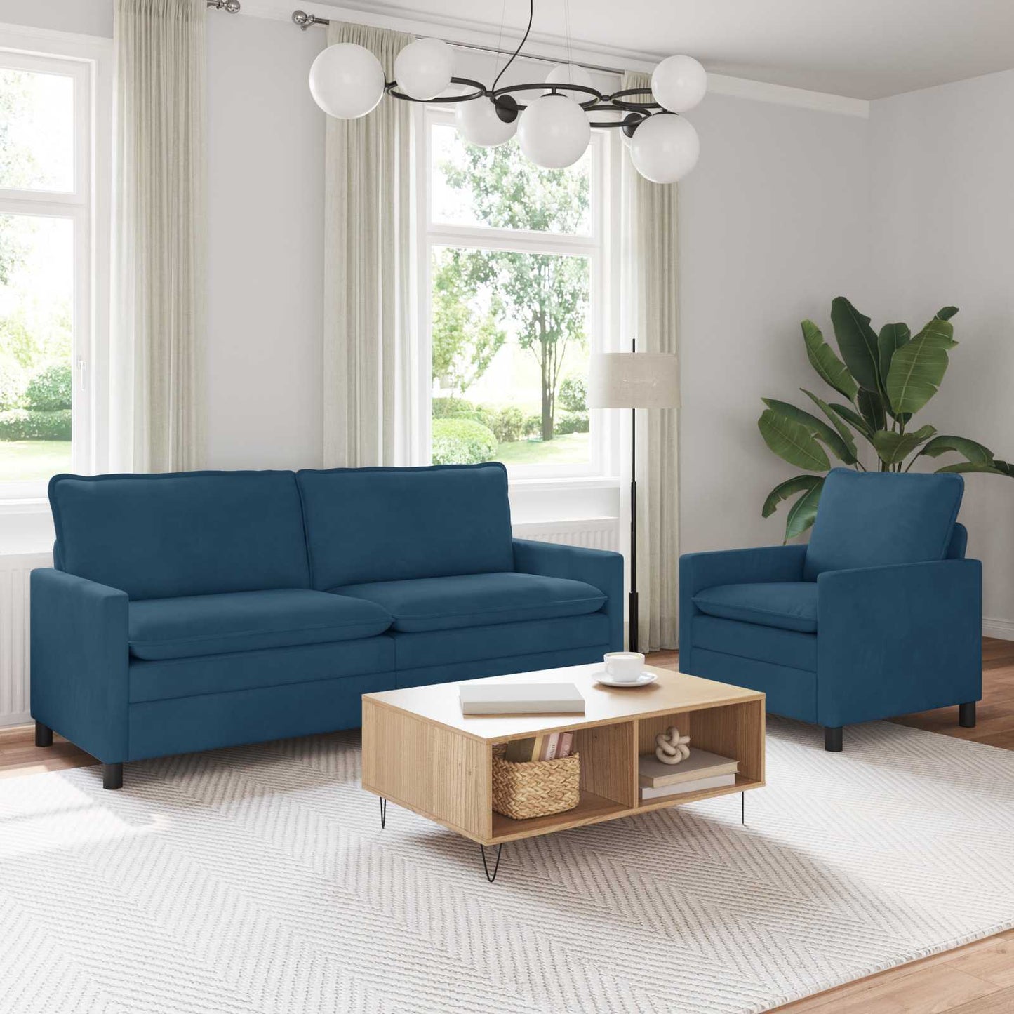 Set di divani 2 pcs Blu Velluto | homemem39