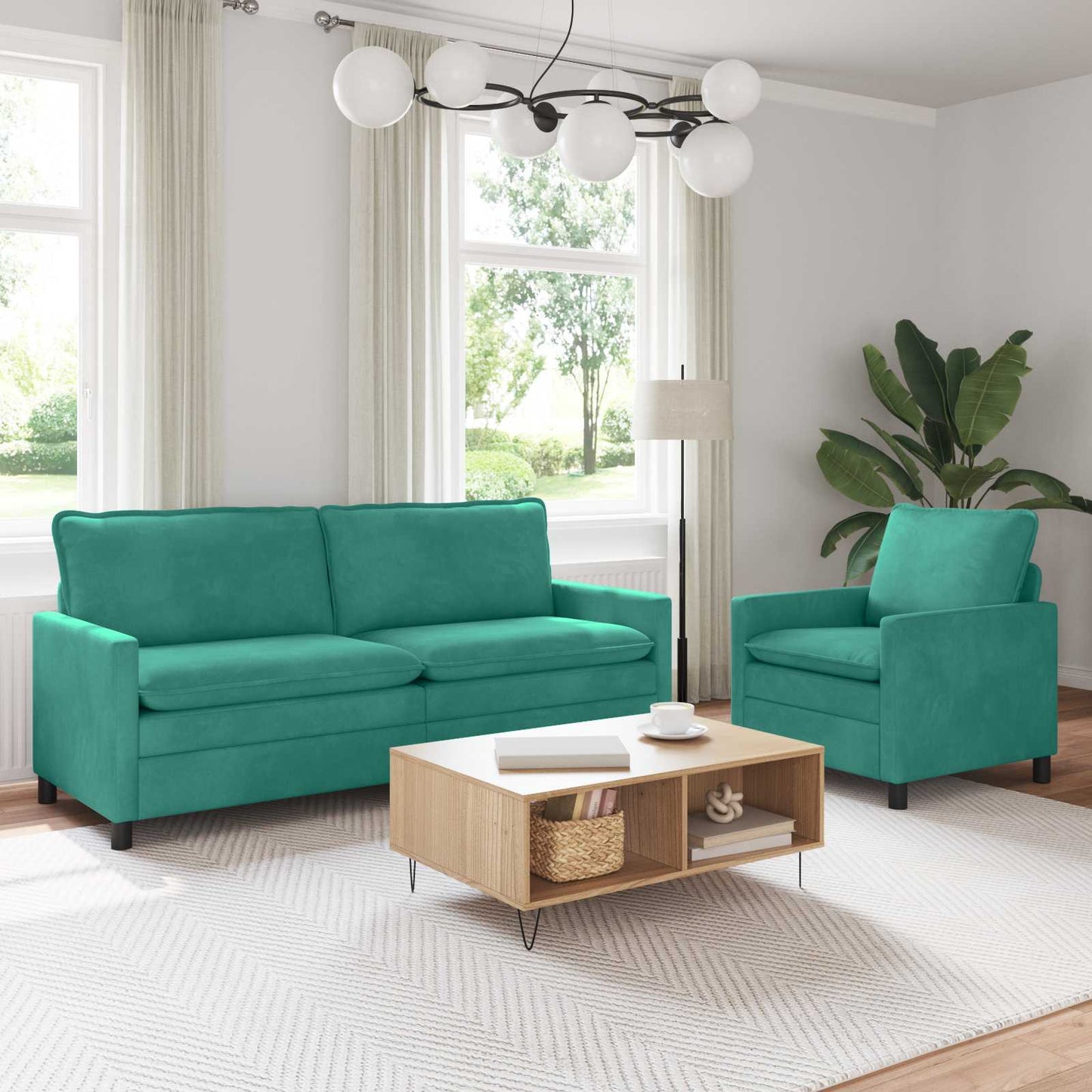 Set di divani 2 pcs Turchese Velluto | homemem39