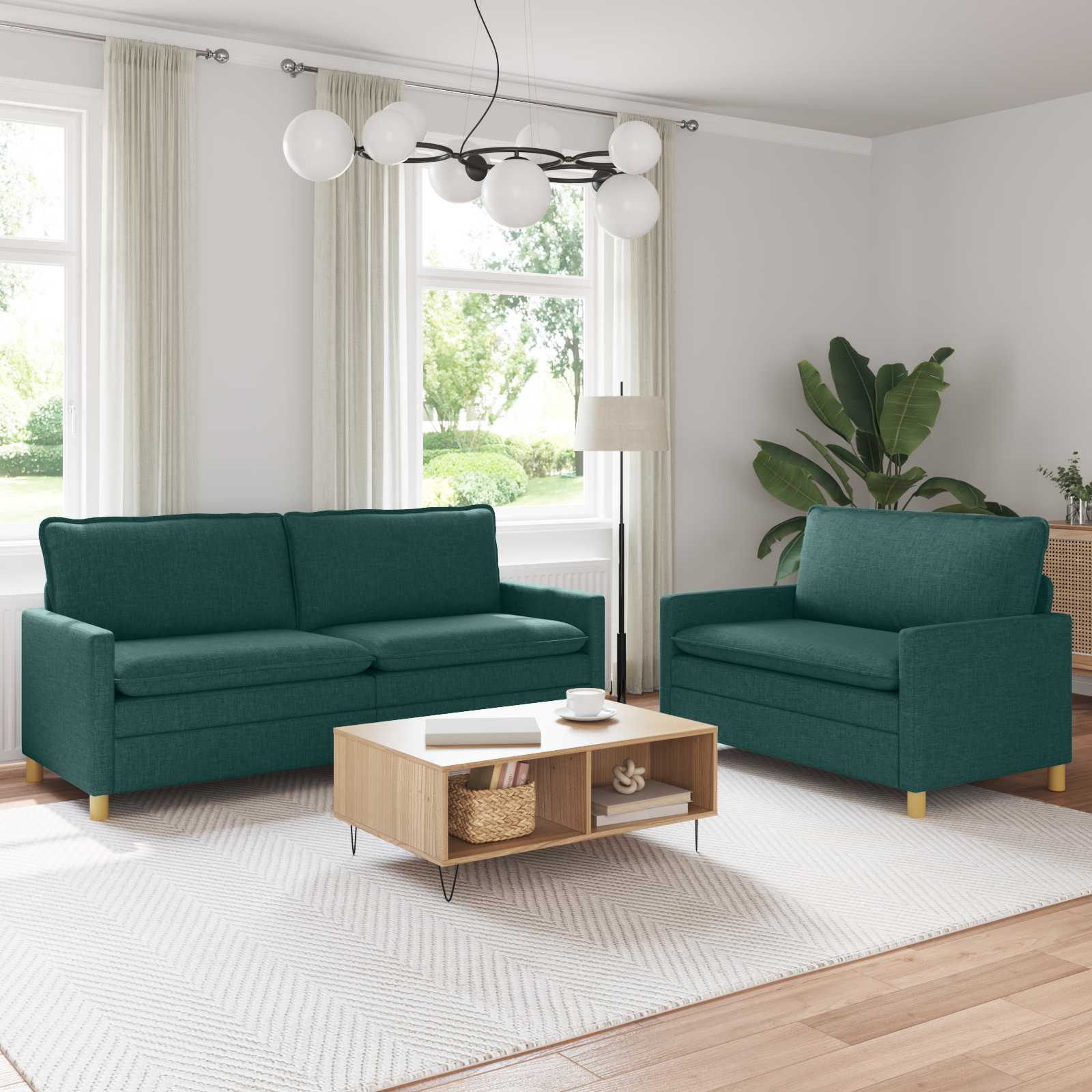 Set di divani 2 pz Verde Scuro Tessuto | homemem39