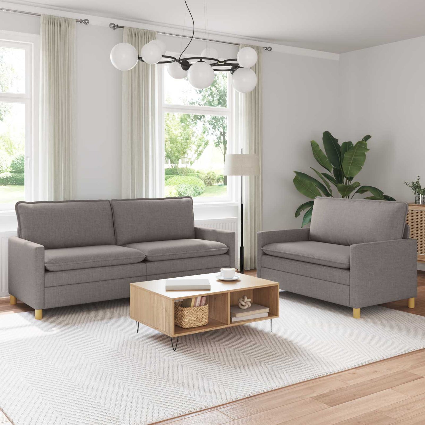 Set di divani 2 pz Tortora Tessuto | homemem39