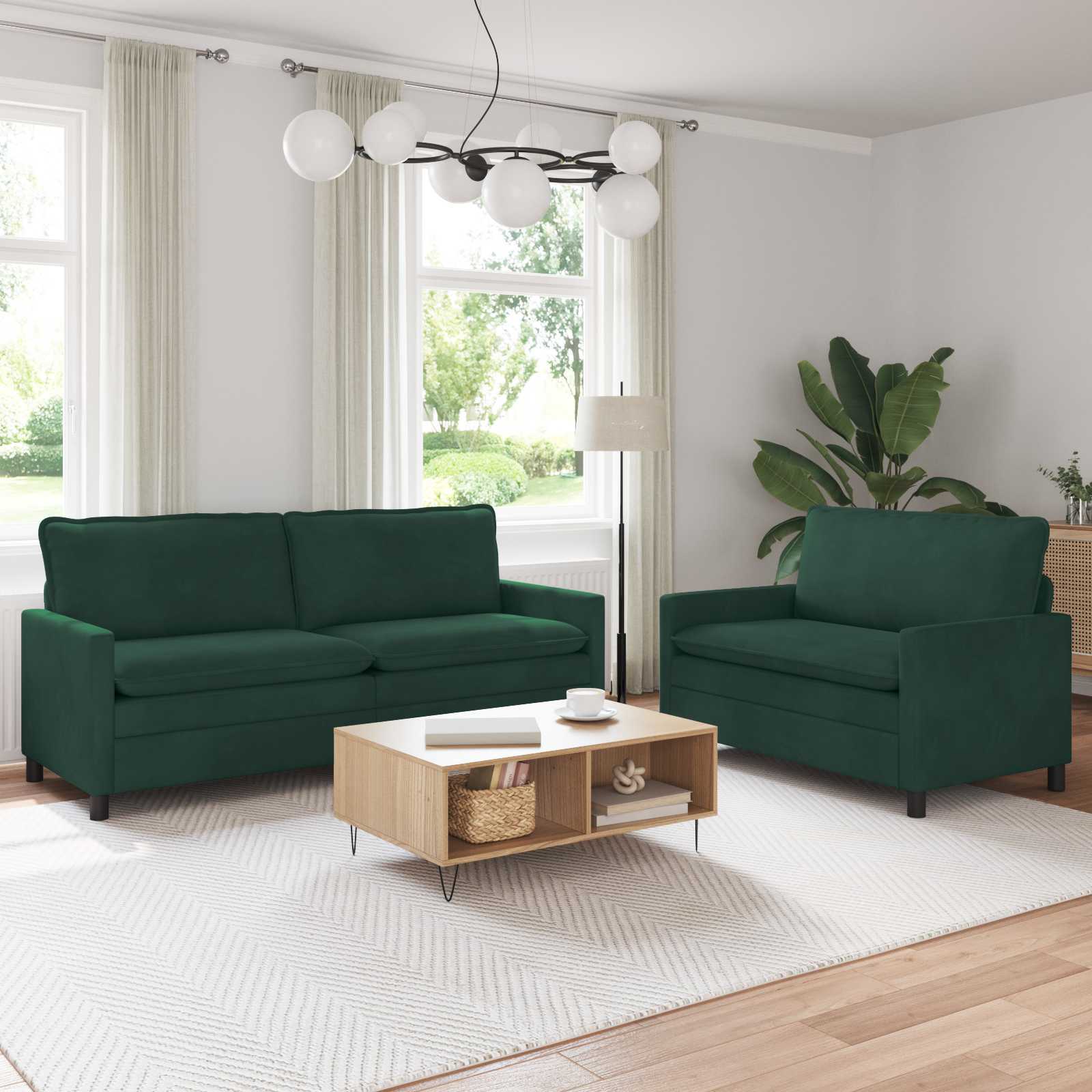 Set di divani 2 pcs Verde scuro Velluto | homemem39
