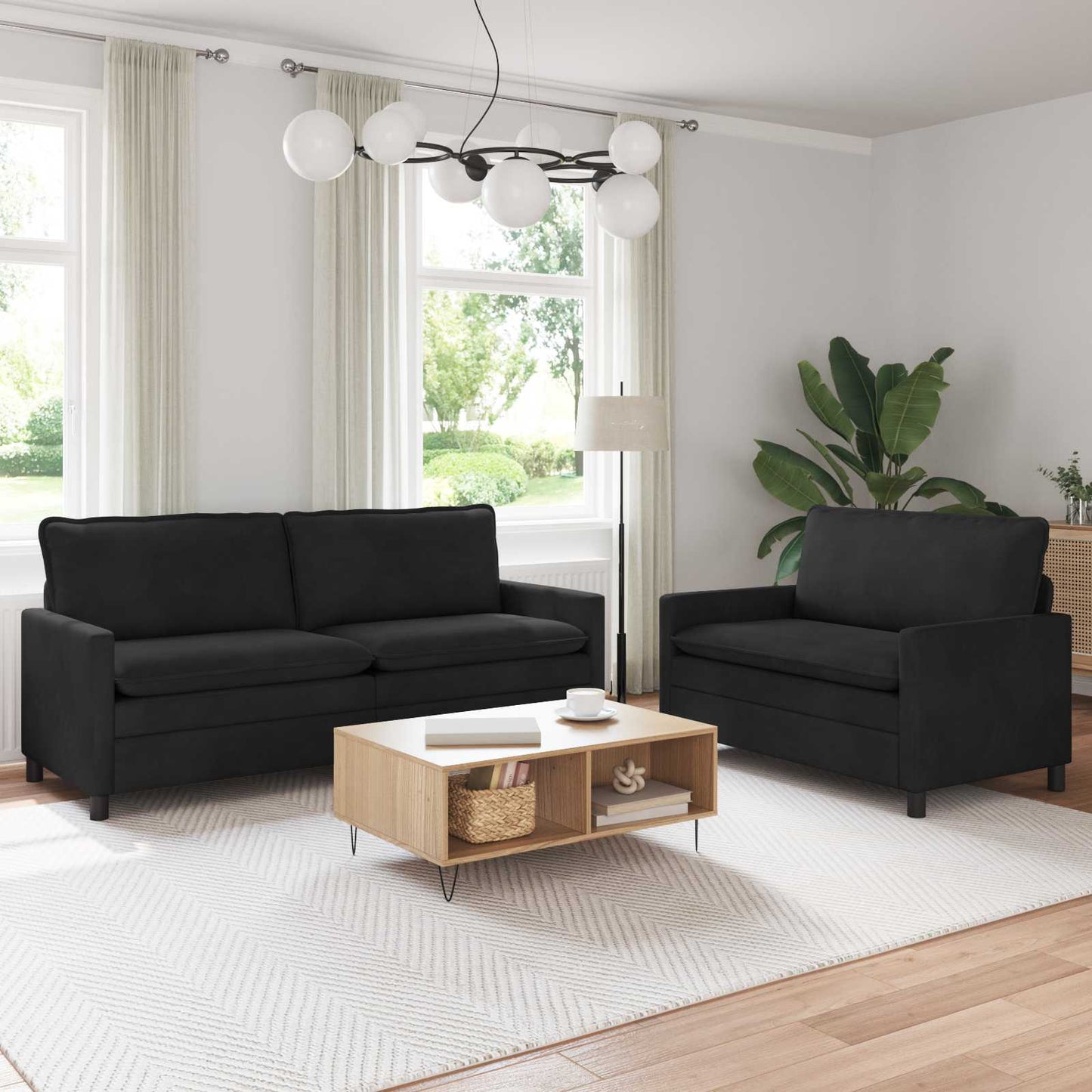 Set di divani 2 pcs Nero Velluto