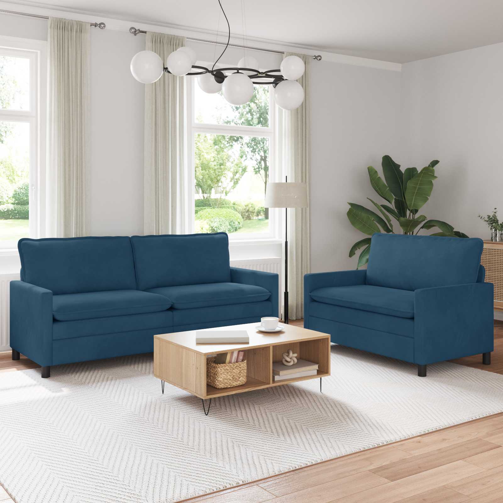 Set di divani 2 pcs Blu Velluto | homemem39