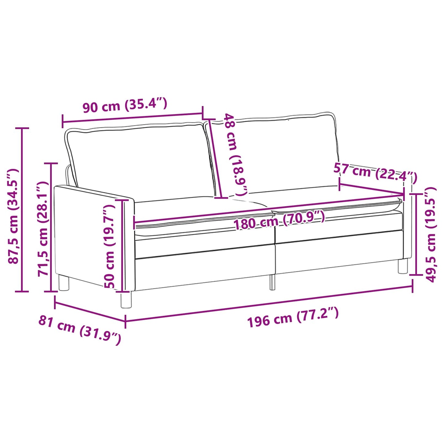 Set di divani 2 pz Nero Tessuto | homemem39