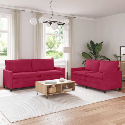 Set di divani 2 pcs Rosso Vino Velluto