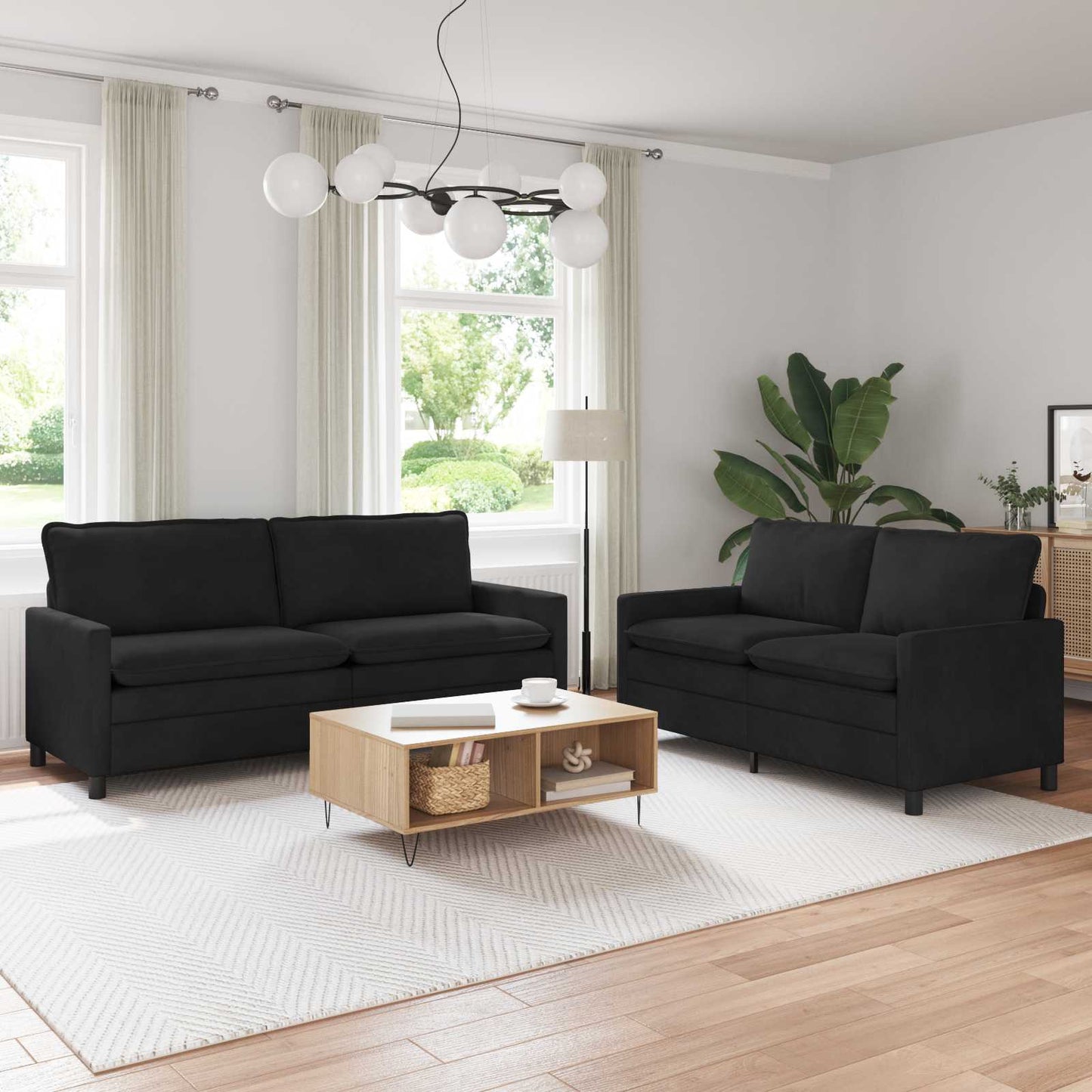 Set di divani 2 pcs Nero Velluto | homemem39