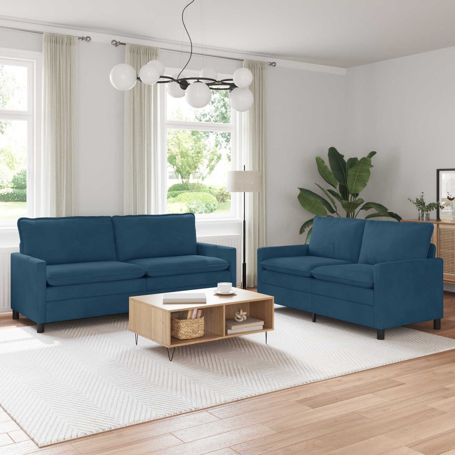 Set di divani 2 pcs Blu Velluto | homemem39