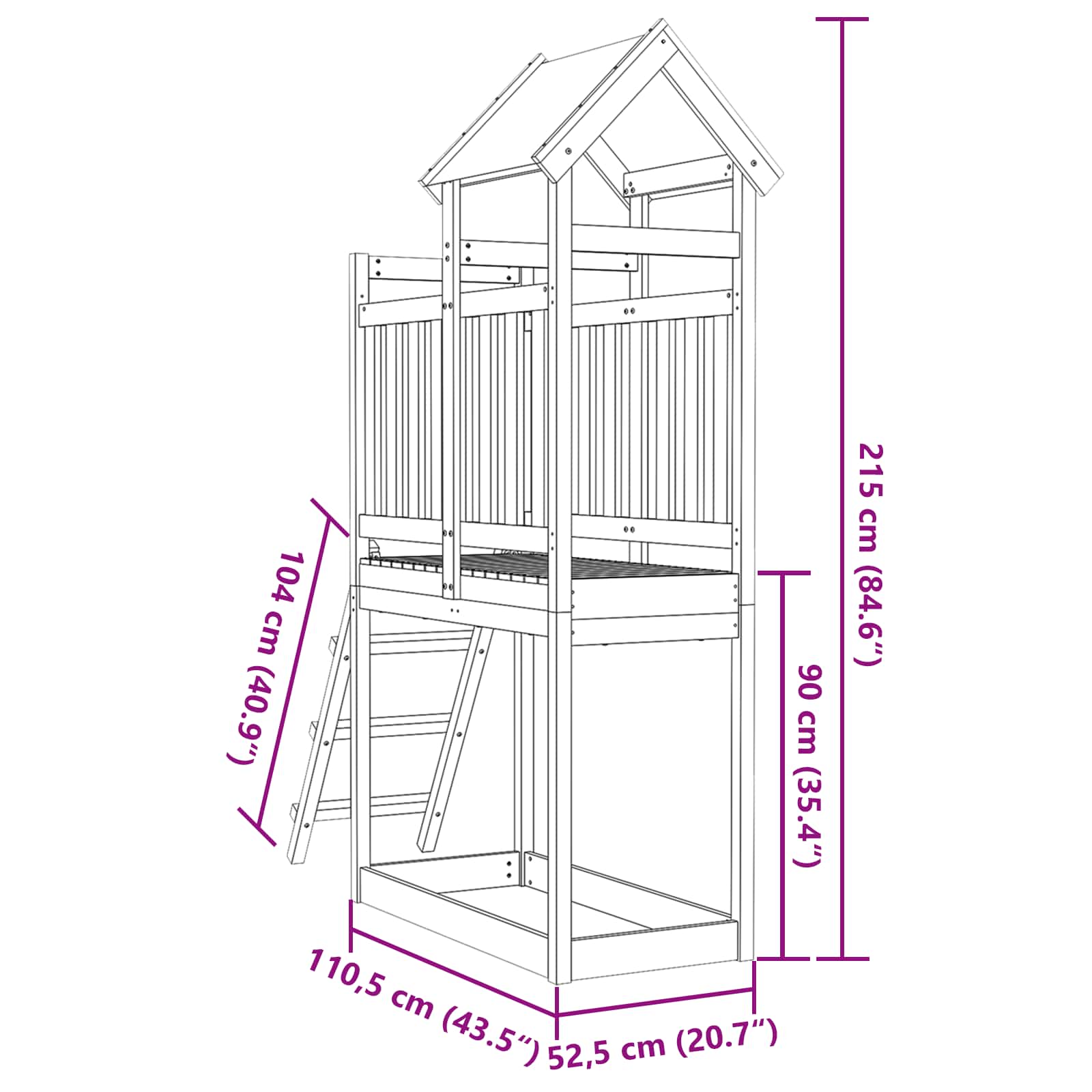 Torre da Gioco Marrone Legno Douglas Solido | homemem39