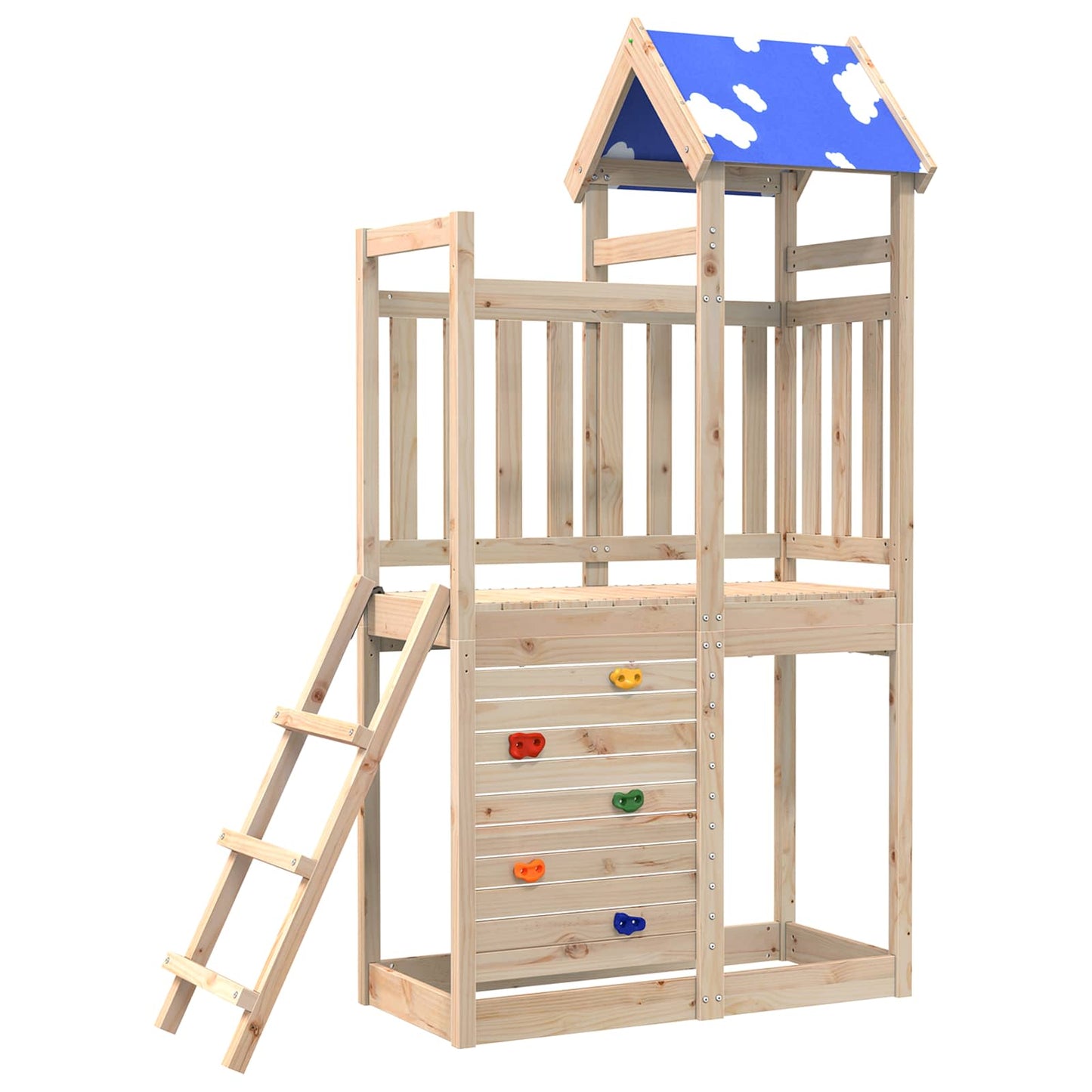 Torre da Gioco Marrone Legno Massello di Pino